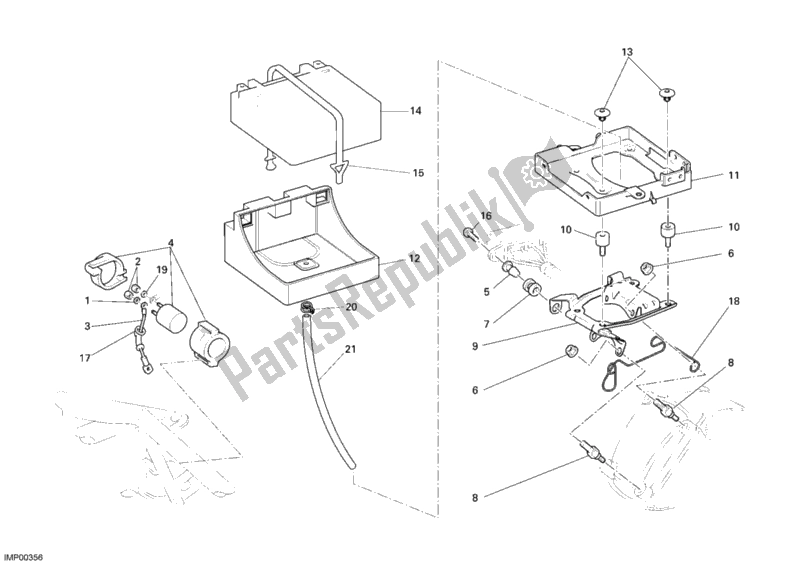 Tutte le parti per il Batteria del Ducati Monster S2R 1000 USA 2007